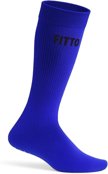 Fitto Anti-Slip Blue Football Socks for Kids - Comfortable &amp; Durable Sports Socks