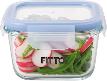 Fitto Square Glass Storage Food Container 400ml