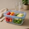 Fitto Glass Storage Food Container with Full Divider, 1200ml