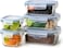 Fitto Glass Storage Food Container Set - 5 Pcs Rectangular & Square (380ml, 620ml, 980ml)