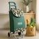 Fitto Fancy Shopping Trolley with Wheels, Green Leaf Design, 36L Carbon Steel