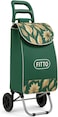 Fitto Fancy Shopping Trolley with Wheels, Green Leaf Design, 36L Carbon Steel