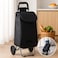 Fitto Shopping Trolley with Wheels, Black Carbon Steel, 33L Capacity, 53x31x20CM