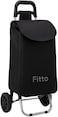 Fitto Shopping Trolley with Wheels, Black Carbon Steel, 33L Capacity, 53x31x20CM