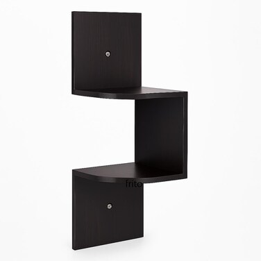 Fitto Wall Shelf Corner 2 Tier Black 19.8X19.8X42.6cm for Home Storage
