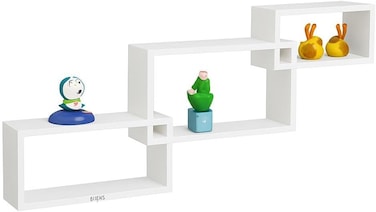 Fitto Interlocked Cuboid Wall Shelves Set of 3, White