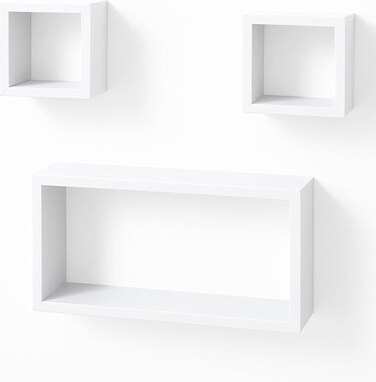 Fitto Flt Wall Shelves Cuboid 3Pcs Set, White for Home and Office Storage