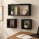 Fitto Flt Wall Shelves Cuboid 3Pcs Set, Black for Home and Office Storage