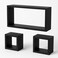 Fitto Flt Wall Shelves Cuboid 3Pcs Set, Black for Home and Office Storage