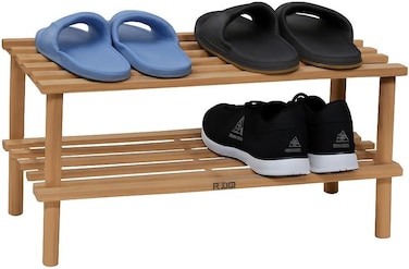 Fitto Wooden Shoe Rack 2 Tier, Natural Wood Color, 63x26x29.5cm