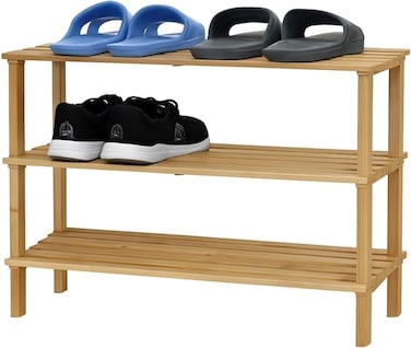 Fitto Wooden Shoe Rack 3 Tier, Natural Wood Color, 63x26x48.5cm