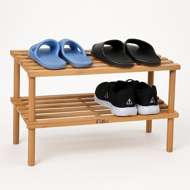 Fitto Wooden Shoe Rack 2 Layer, Natural Wood Color, 74x26x29.5cm
