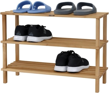 Fitto Wooden Shoe Rack 3 Layer, Natural Wood Color, 74x26x48.5cm