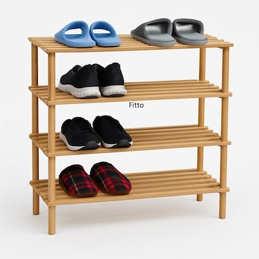 Fitto Wooden Shoe Rack 4 Layer, Natural Wood Color, 74x26x67cm