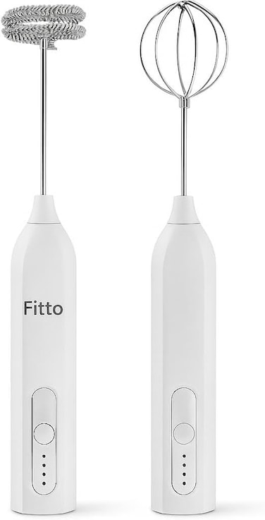 Fitto USB Rechargeable Milk Frother and Whisker 2-in-1 - White