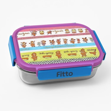 Fitto Insulated Stainless Steel Lunch Box for Kids with Cartoon Design