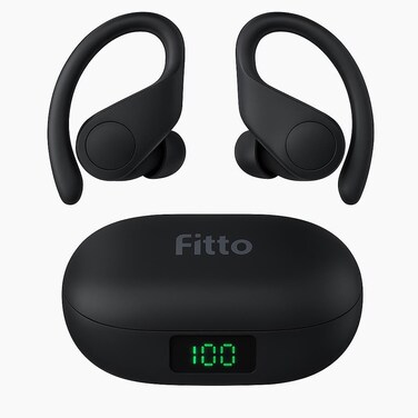 Fitto Ear Clip Bluetooth Earbuds - Wireless Black Earphones for Sports and Daily Use