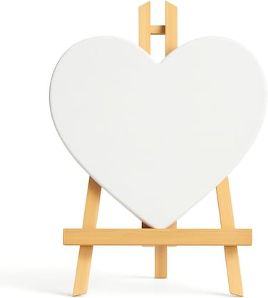 Fitto Heart Shaped Canvas 15x15cm with Wooden Easel Stand 21x15cm