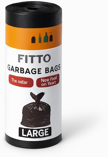 Fitto 10 Pack 45 Gallon Black Garbage Bags, 70x90cm Heavy Duty Trash Bags
