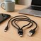 Fitto 3 in 1 Data Cable, USB to Micro USB, Type C, Lightning, 3.0 Amp, 1.5m, Black