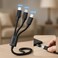 Fitto 3 in 1 Data Cable, USB to Micro USB, Type C, Lightning, 3.0 Amp, 1.5m, Black