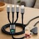 Fitto 3 in 1 Data Cable, USB to Micro USB, Type C, Lightning, 3.0 Amp, 1 Meter, Black