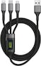 Fitto 3 in 1 Data Cable, USB to Micro USB, Type C, Lightning, 3.0 Amp, 1 Meter, Black