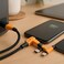 Fitto 4 in 1 Data Cable, USB to Lightning, USB to Type C, Type C to Lightning, Type C to Type C, 2m, Orange &amp; Black