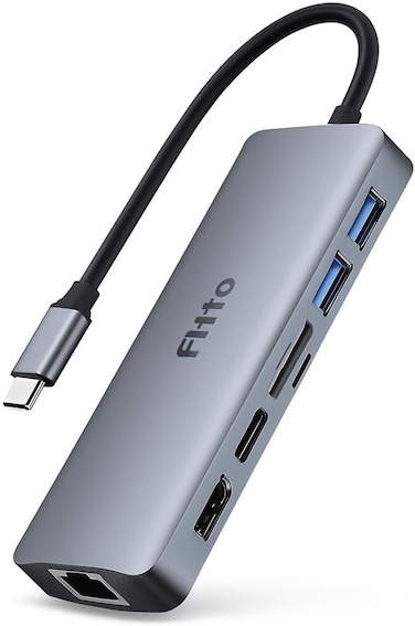 Fitto 8 in 1 USB C Hub, Type C to HDTV, R345, TF/SD, USBx2, PD, Type C