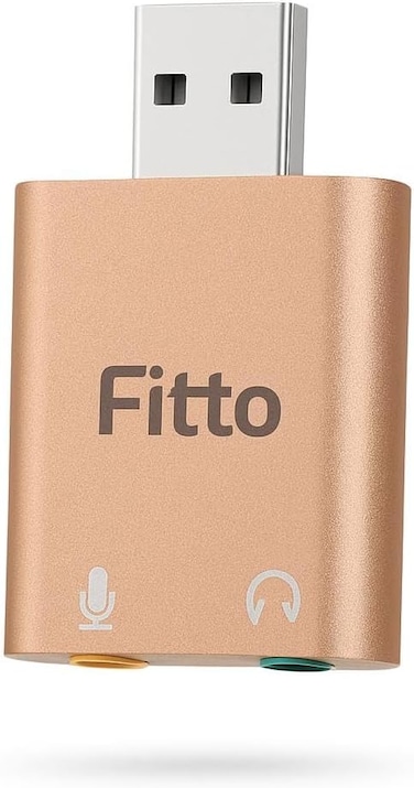 Fitto USB Sound Card with AUX and MIC Ports for PC and Laptop