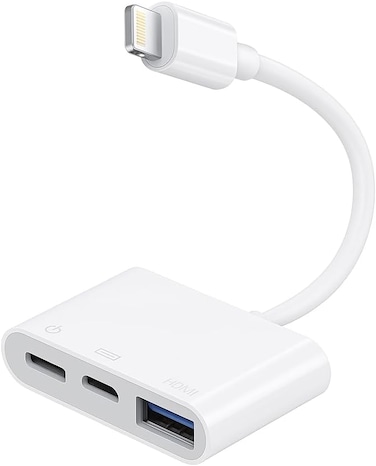 Fitto 4 in 1 OTG Hub, Lightning to SD, TF, USB, Flash - White