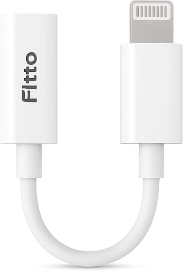 Fitto Lightning to 3.5mm Adapter for iPhone - Audio Aux Jack Dongle, White