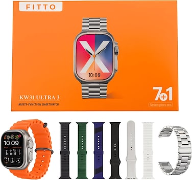 Fitto 7+1 Smart Watch Set with 7 Interchangeable Straps