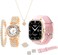 Fitto Adorable Smartwatch and Jewelry Set - Watch, Necklace, Ring, Earrings, Bracelet, Pink