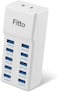 Fitto 50W Travel Charger with 10 USB Ports - Fast Charging, Compact Design, White