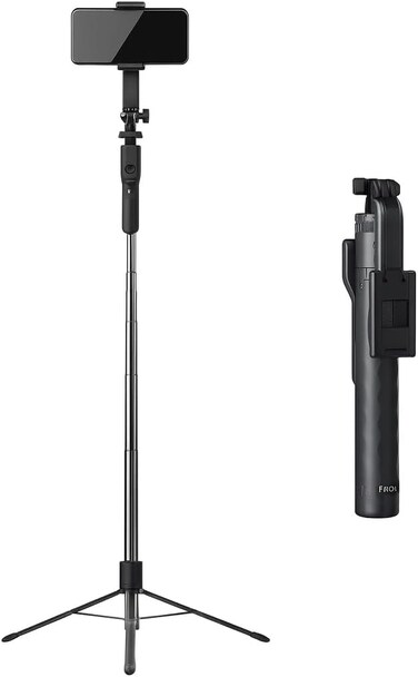 Fitto 175cm Tripod with Phone Clamps, Handheld Stabilizer & Remote, Black