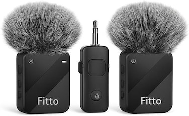 Fitto Wireless Microphone Set for Interviews, Live Shows, and Vlogging - Black