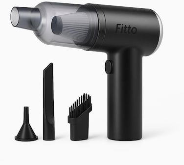 Fitto 3 in 1 Portable Car Vacuum Cleaner with Blower, USB Rechargeable Wireless Handheld, Black