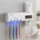 Fitto Multi-Functional Toothbrush Sterilizer &amp; Toothpaste Dispenser - Solar Powered, Wireless, White