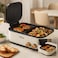 Fitto 1800W Electric Grill &amp; Hot Pot Cooker with Non-Stick Baking Tray, White