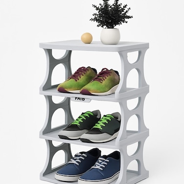 Fitto Multi-Layer Stackable Shoes Rack - 4 Layer Space-Saving Shoe Shelf