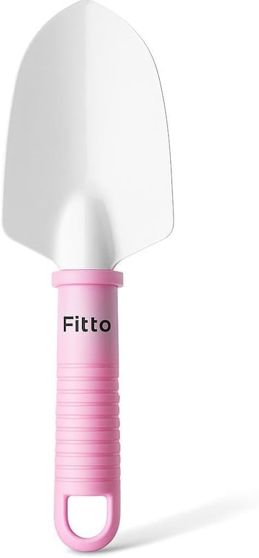 Fitto Small Gardening Trowel with White Metal Scoop and Pink Plastic Handle