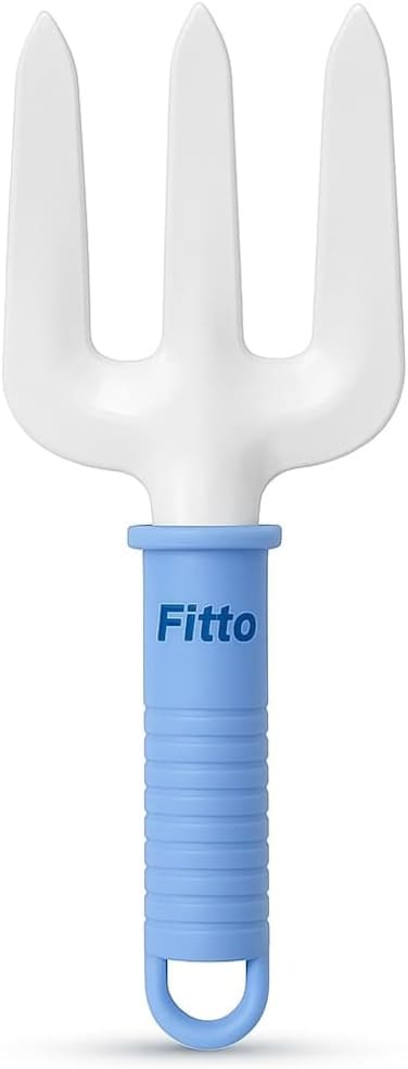 Fitto Small Three-Pronged Garden Fork with Textured Grip Handle