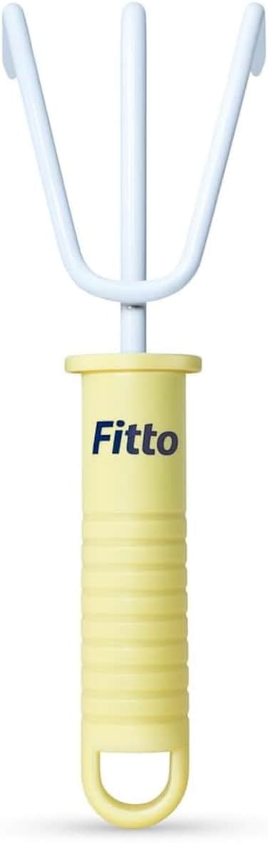 Fitto Hand Cultivator with Yellow Handle - 3 Metal Prongs for Soil Loosening and Weeding