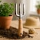 Fitto Three-Pronged Garden Cultivator with Wooden Handle and Leather Strap