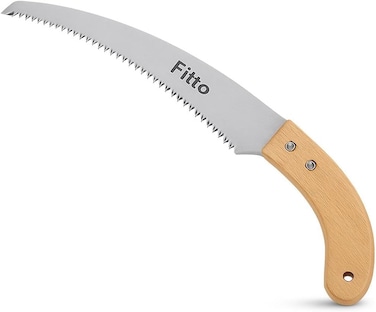 Fitto Curved Pruning Saw with Wooden Handle for Effortless Branch Cutting