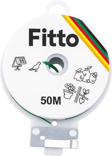 Fitto Twist Tie Dispenser with Green Twist Tie Roll - 50 Meters for Securing Plants and Cables