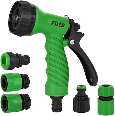 Fitto Garden Spray Gun Set with Textured Grip and 3 Interchangeable Nozzles