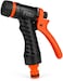 Fitto Adjustable Handheld Garden Hose Nozzle with Textured Grip and Orange Trigger