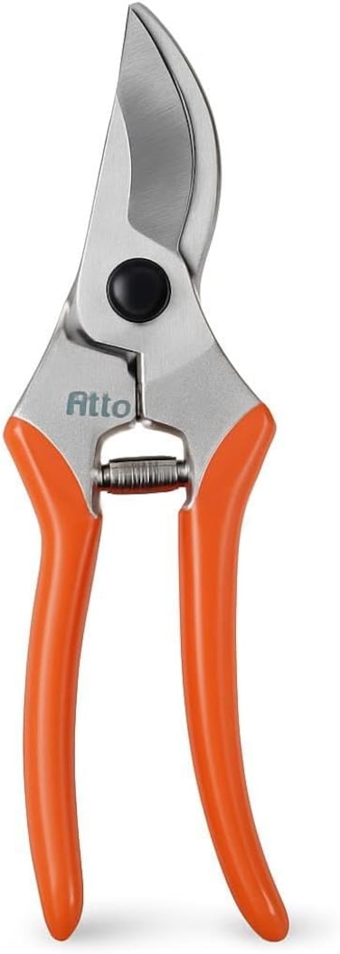 Fitto Garden Pruner Shears with Metal Blade and Orange Plastic Handles